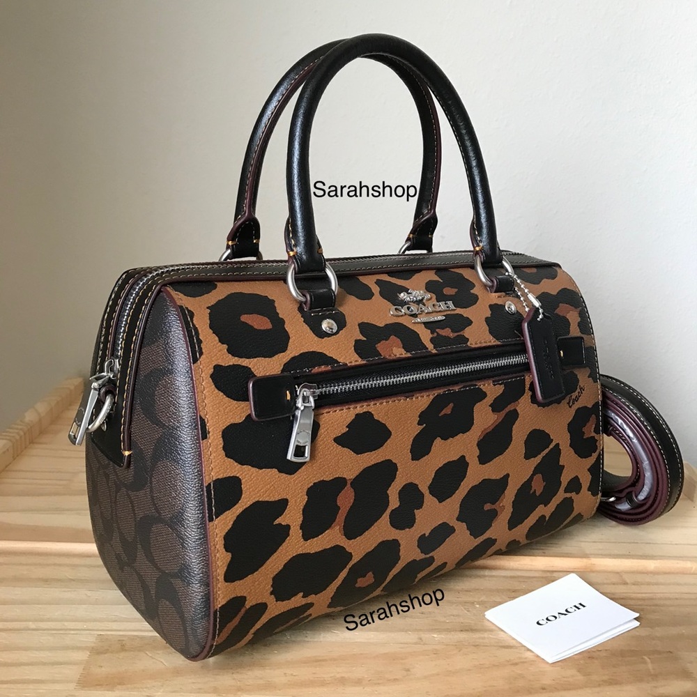 Coach Leopard Print Satchel with Black Accents - Picture 2 of 12